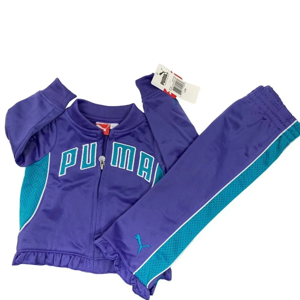 PUMA BABY GIRLS 2 PIECE JERSEY SET LONG SLEEVES & PANTS 12 MOS NWT - Picture 1 of 7
